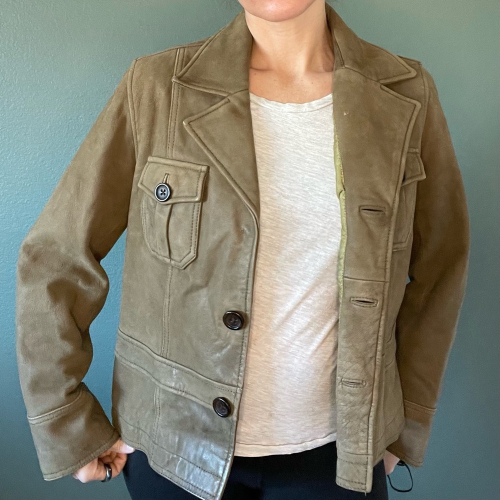 Real leather khaki colored jacket
